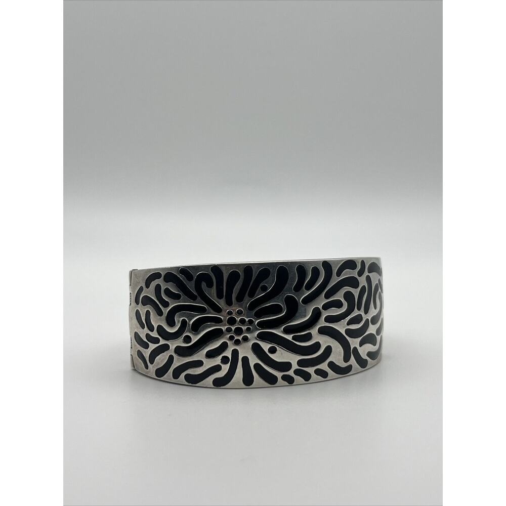 AC Studio Wide Sterling Silver Floral Cuff Bracelet